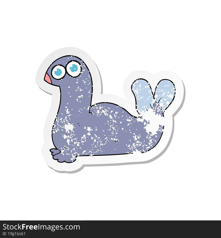 retro distressed sticker of a cartoon seal