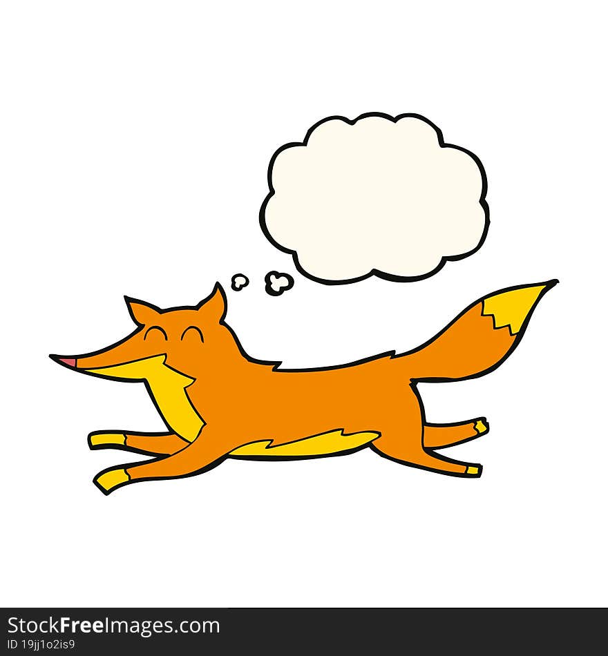 cartoon running fox with thought bubble