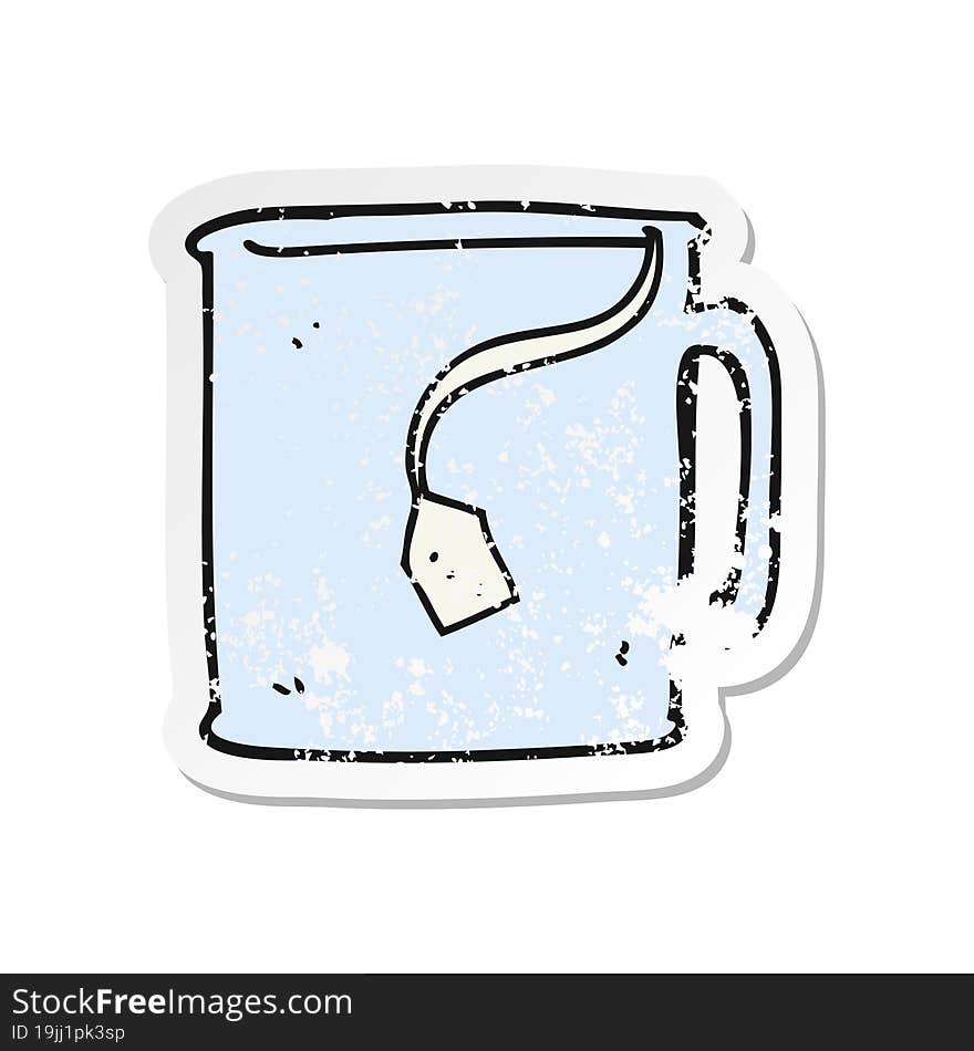 retro distressed sticker of a cartoon mug of tea