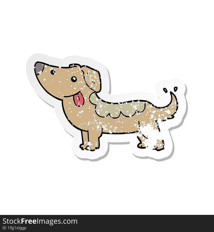 distressed sticker of a cartoon dog