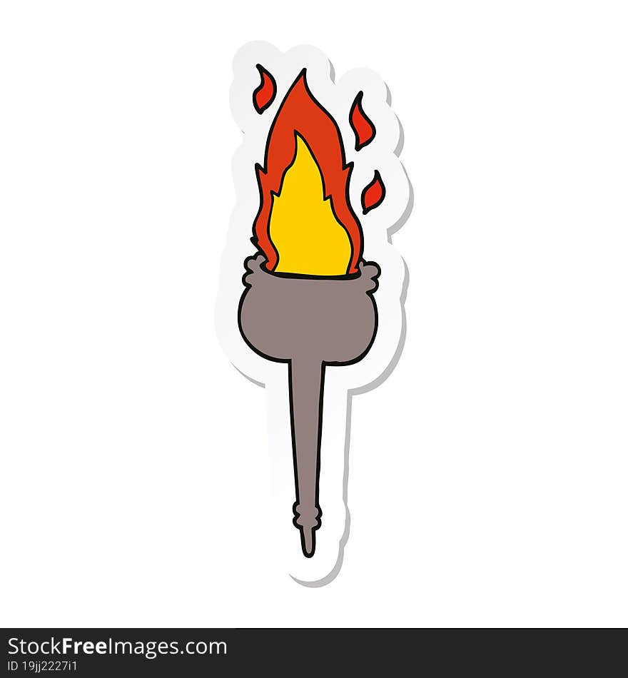 sticker of a cartoon flaming chalice