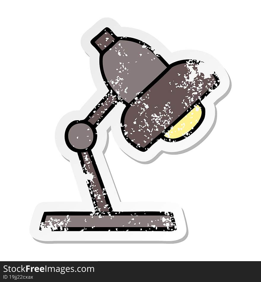 distressed sticker of a cute cartoon table lamp