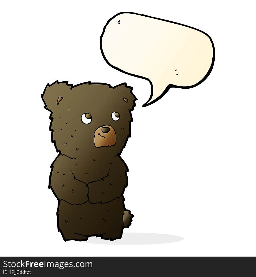 cartoon black bear cub with speech bubble