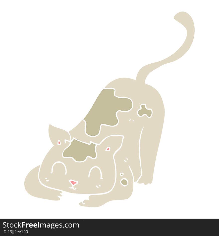 flat color illustration of cat playing. flat color illustration of cat playing