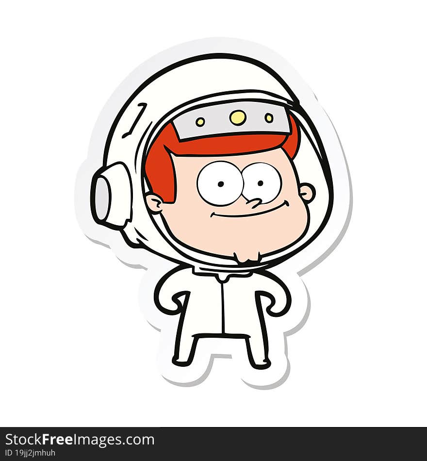 sticker of a happy astronaut cartoon