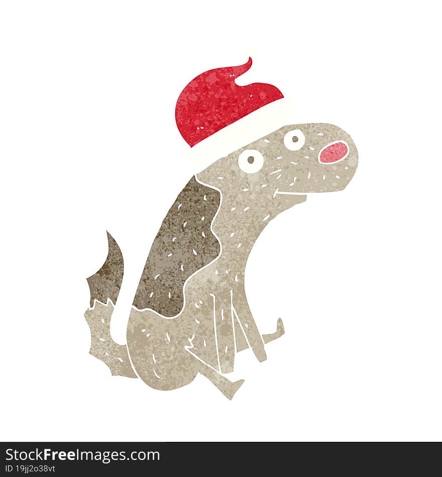 cartoon dog in christmas hat