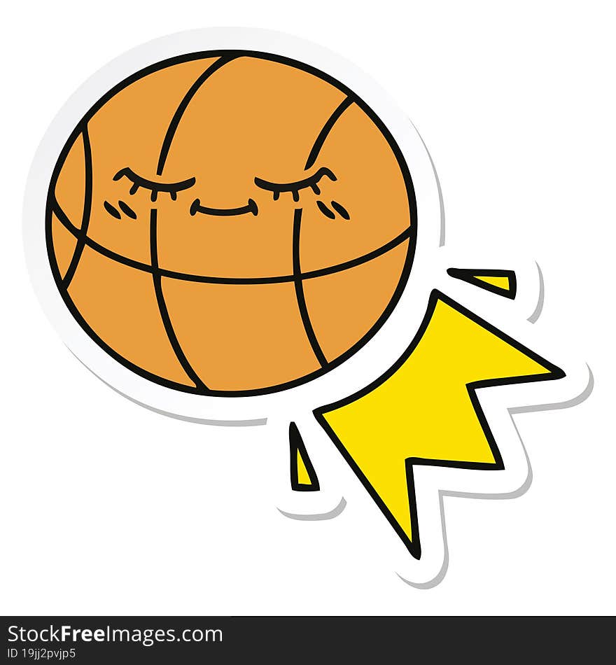 sticker of a cute cartoon basketball