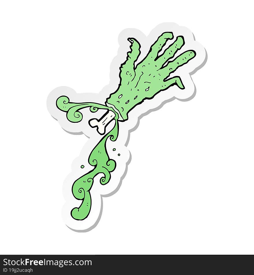 Sticker Of A Cartoon Gross Zombie Hand