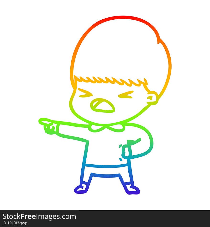 rainbow gradient line drawing cartoon stressed man