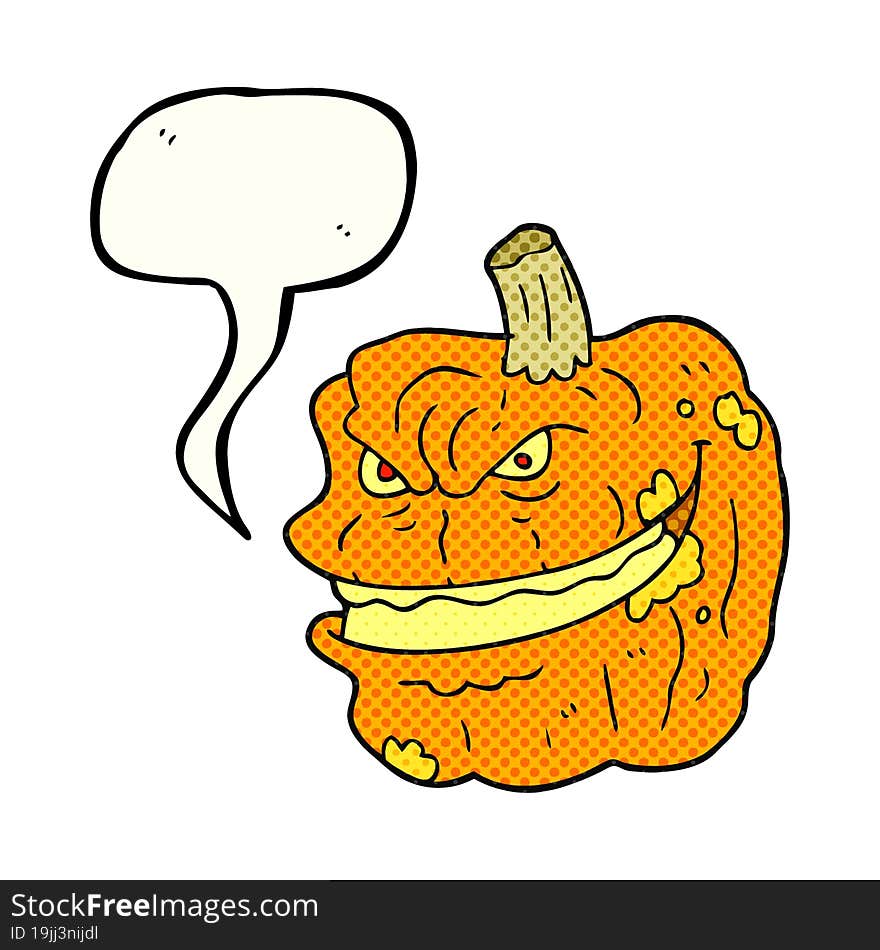 Comic Book Speech Bubble Cartoon Spooky Pumpkin