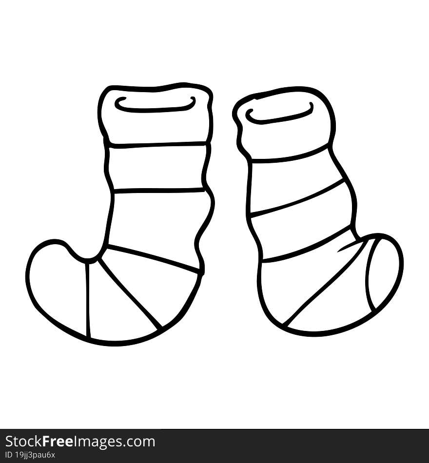 line drawing cartoon striped socks