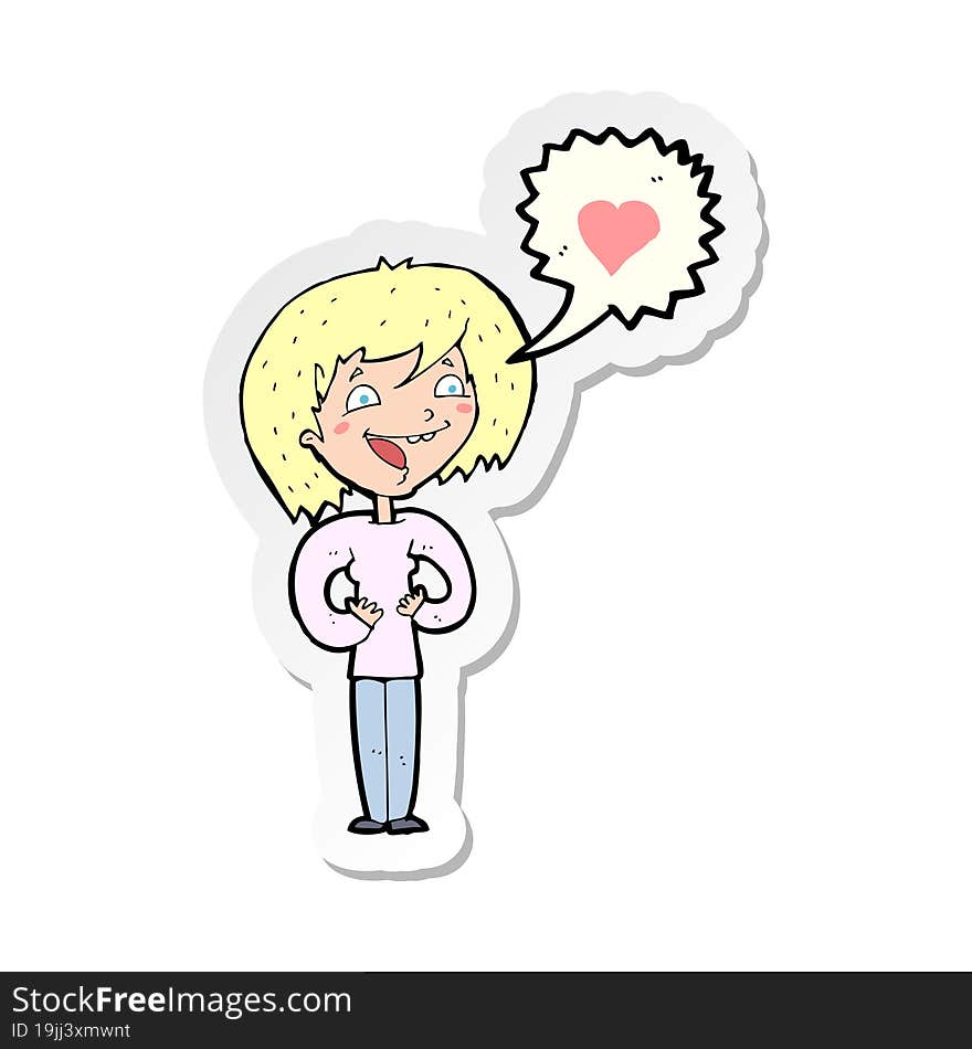 Sticker Of A Cartoon Woman In Love