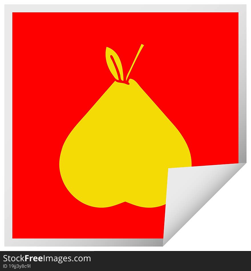 square peeling sticker cartoon of a green pear