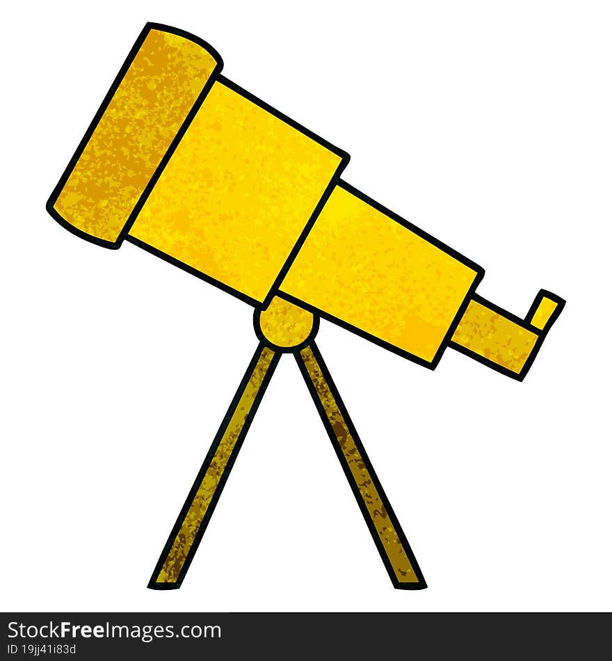 Retro Grunge Texture Cartoon Telescope