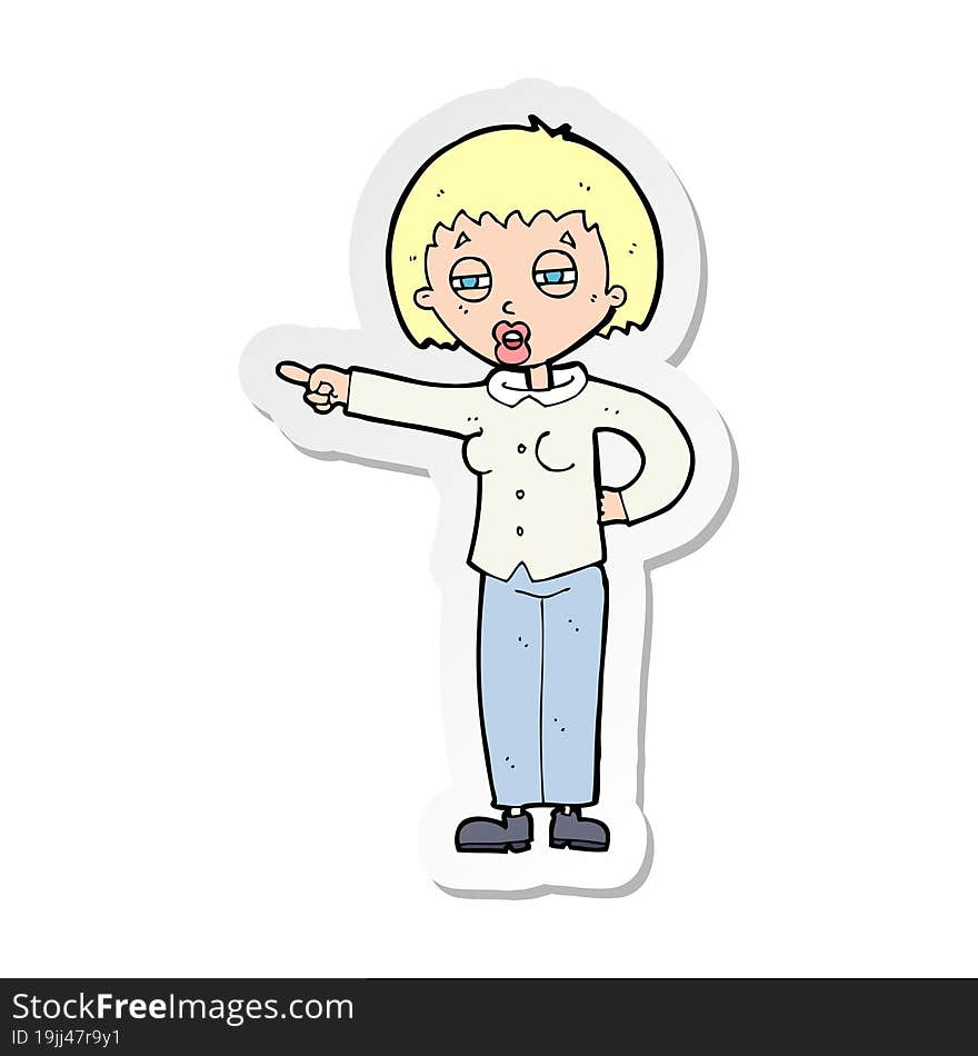 Sticker Of A Cartoon Woman Telling Off