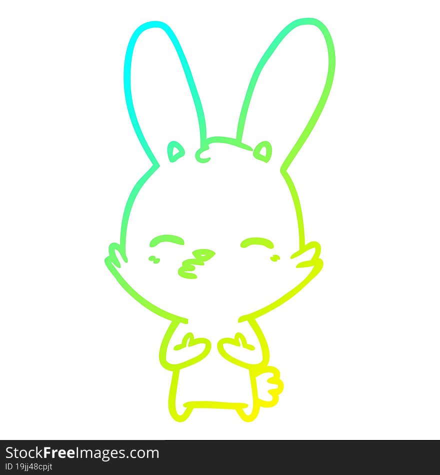 cold gradient line drawing of a curious bunny cartoon