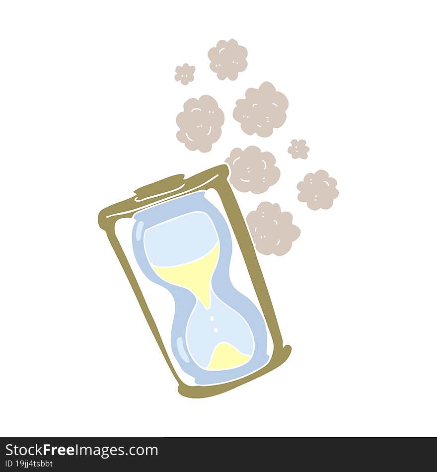 Flat Color Illustration Of A Cartoon Old Hourglass