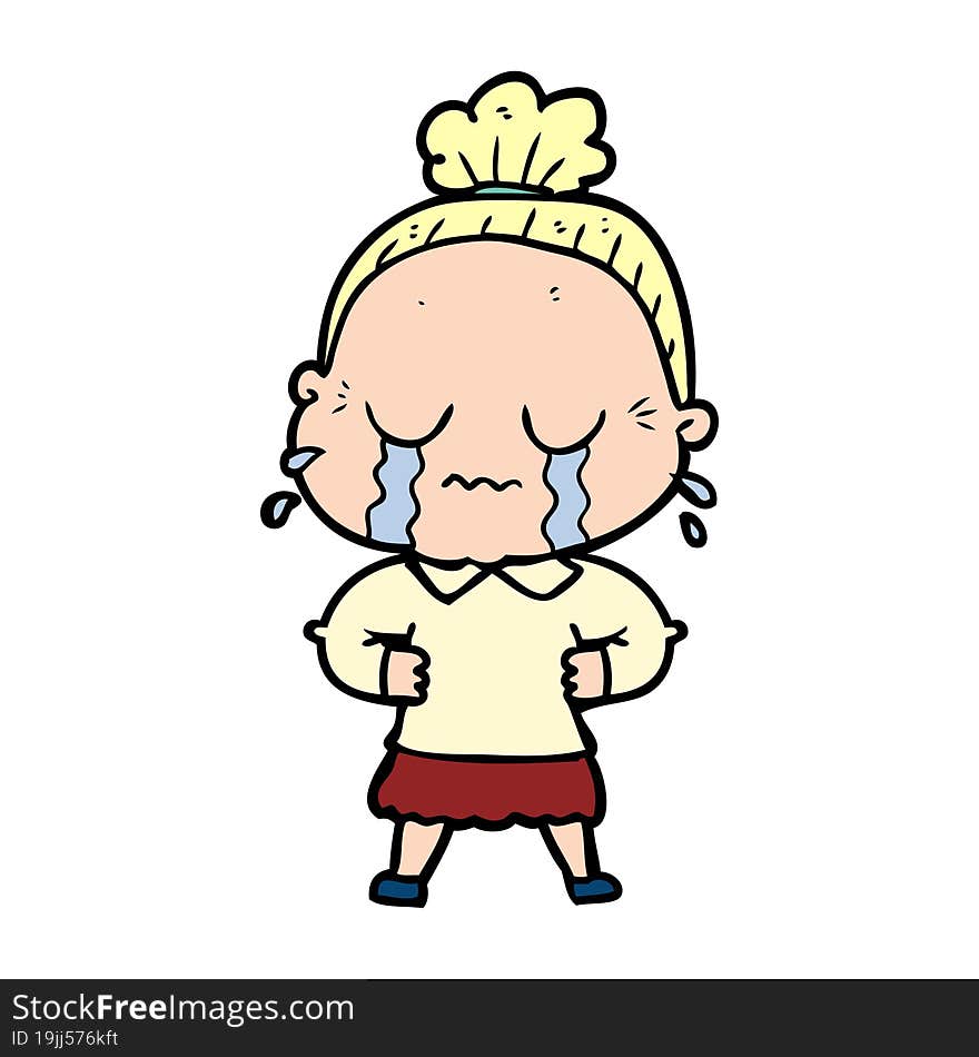 cartoon crying old lady. cartoon crying old lady