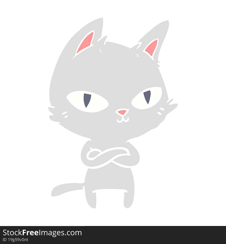 flat color style cartoon cat staring