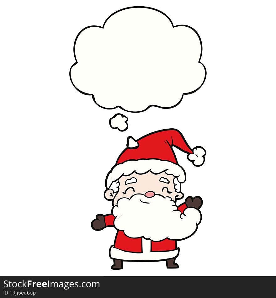 Cartoon Santa Claus And Thought Bubble