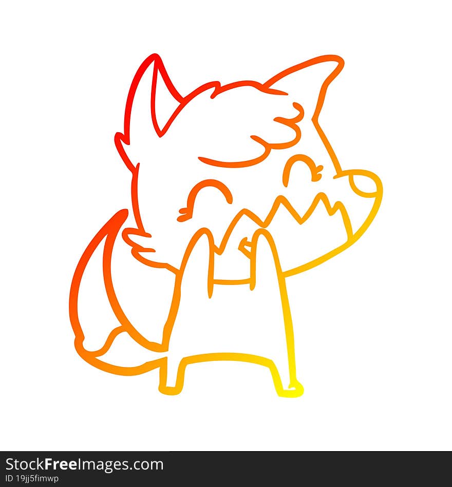 warm gradient line drawing happy cartoon fox