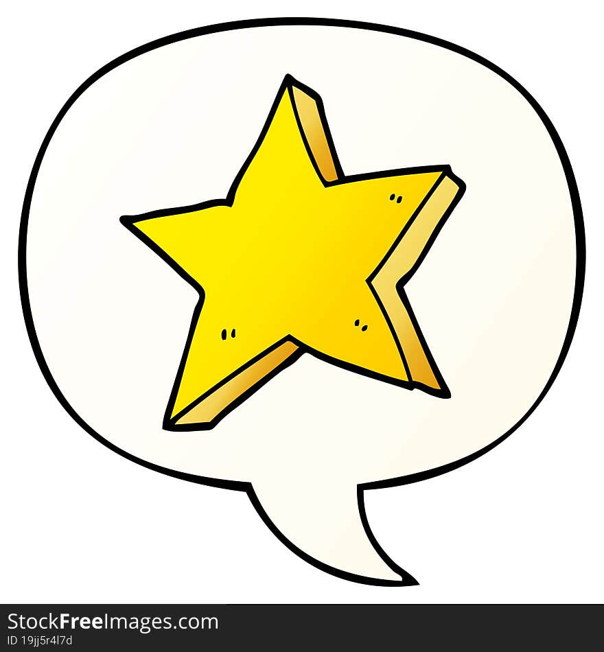 Cartoon Star And Speech Bubble In Smooth Gradient Style