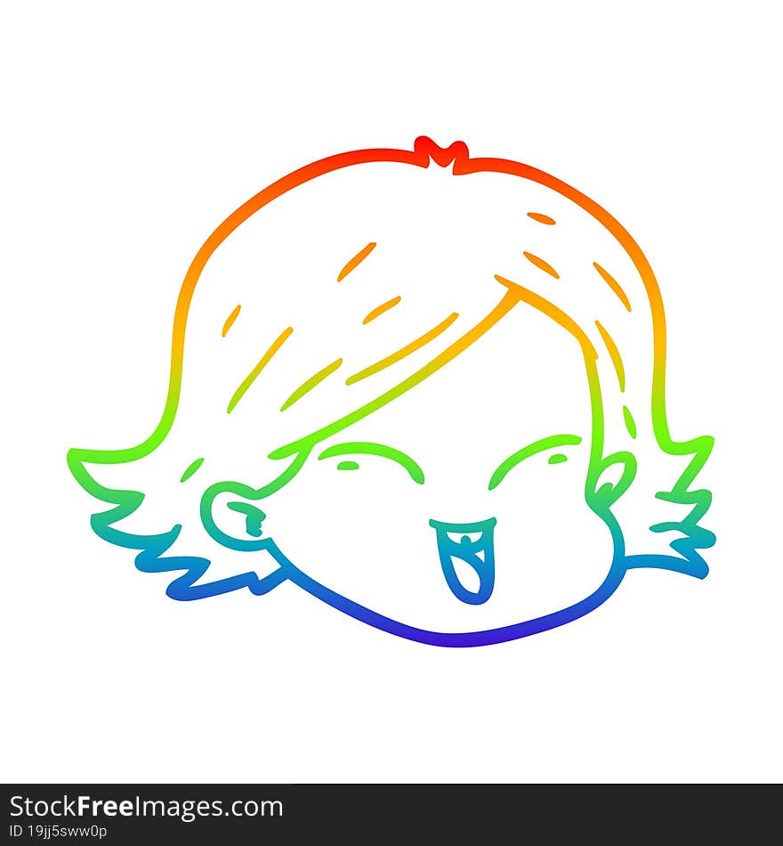 rainbow gradient line drawing cartoon female face