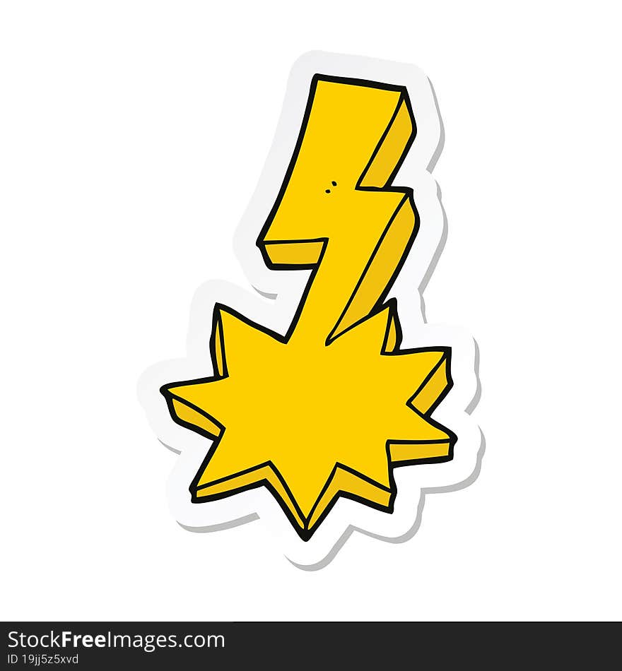 sticker of a cartoon lightning strike