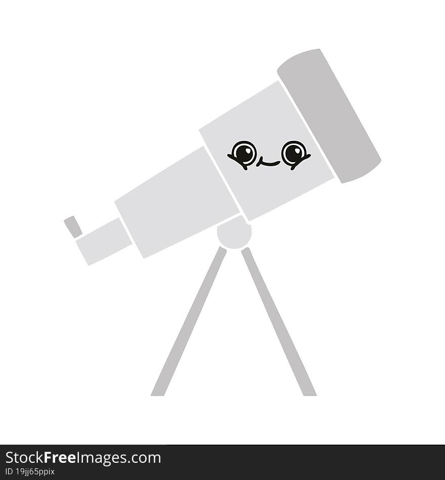 Flat Color Retro Cartoon Telescope