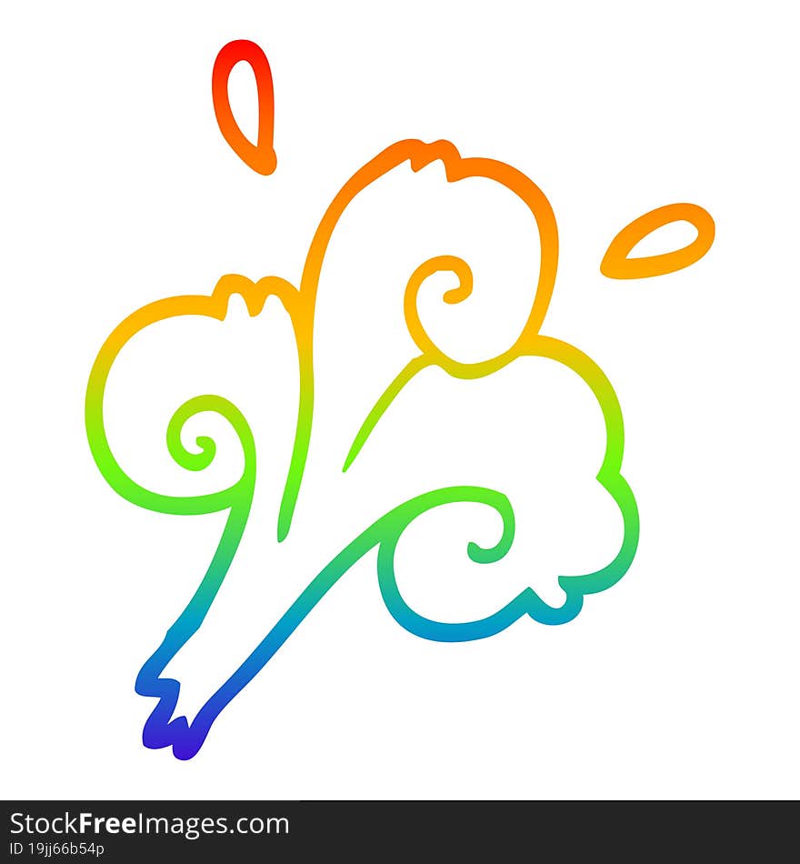 Rainbow Gradient Line Drawing Cartoon Water Waves