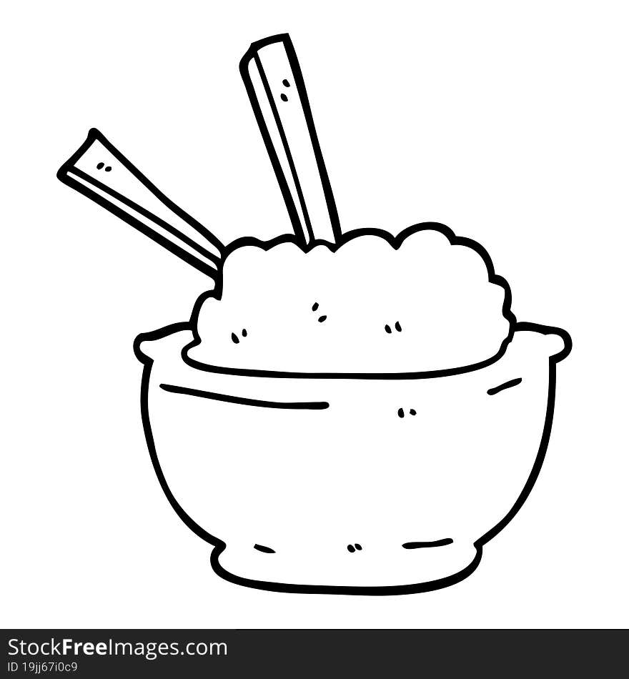 line drawing cartoon bowl of rice