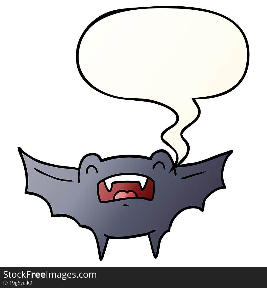 Cartoon Vampire Bat And Speech Bubble In Smooth Gradient Style