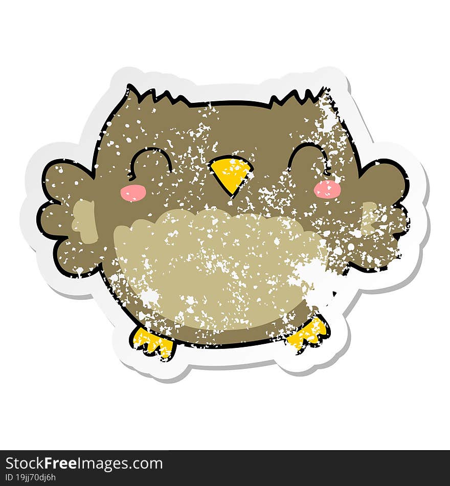 Distressed Sticker Of A Cute Cartoon Owl