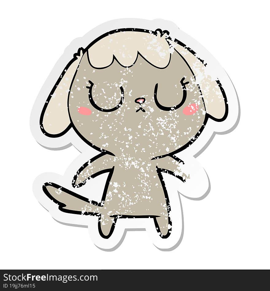 Distressed Sticker Of A Cute Cartoon Dog