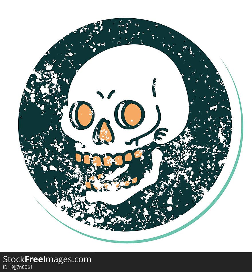 distressed sticker tattoo style icon of a skull