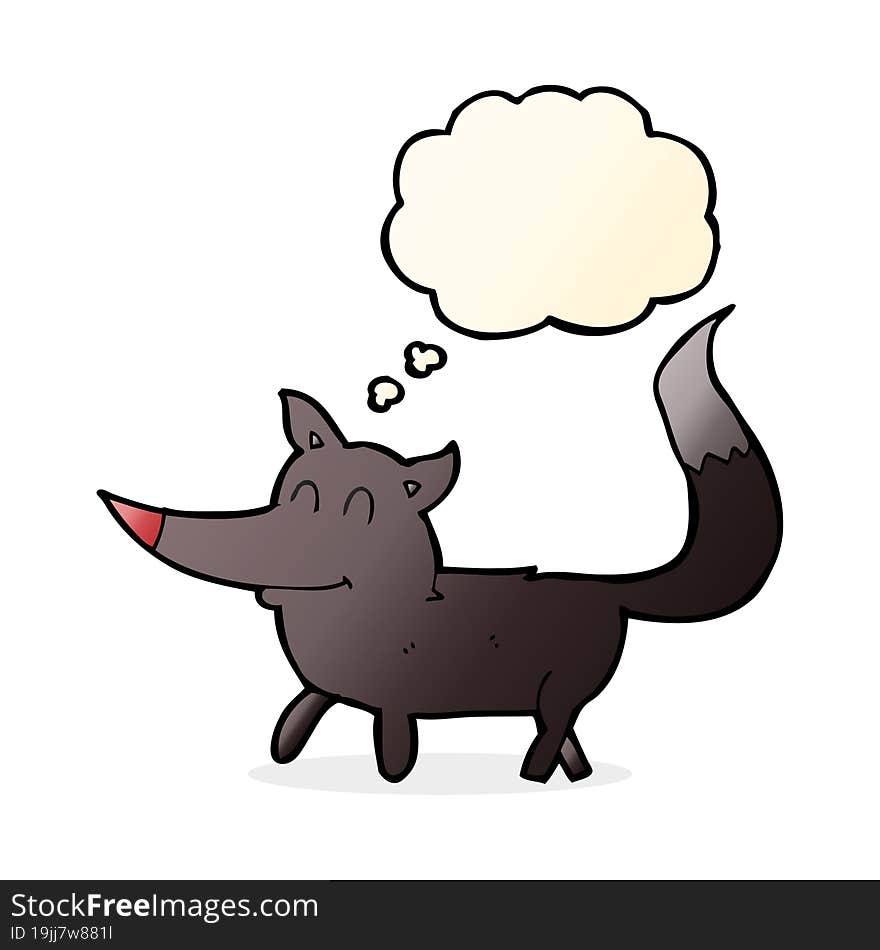 cartoon little wolf with thought bubble