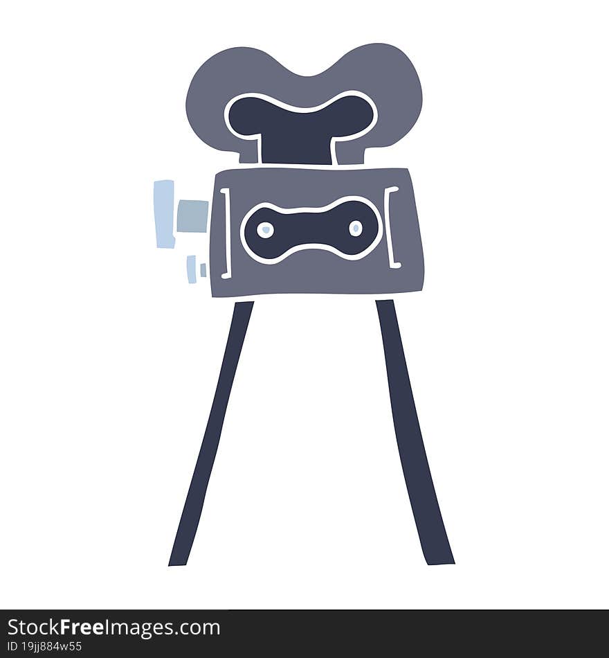 flat color illustration cartoon film camera