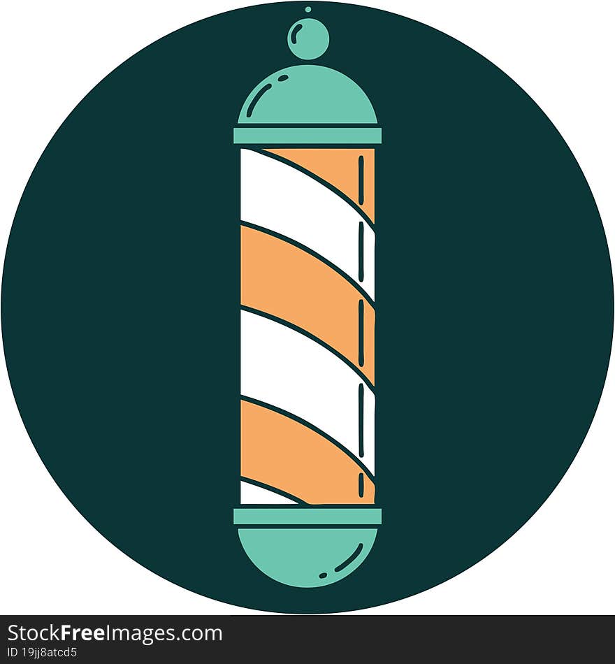 iconic tattoo style image of a barbers pole. iconic tattoo style image of a barbers pole