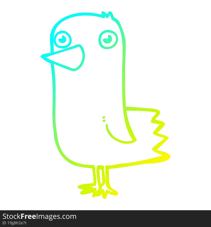 cold gradient line drawing cartoon bird