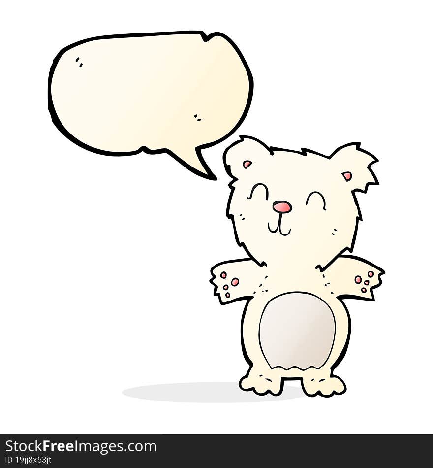 cartoon cute polar bear cub with speech bubble