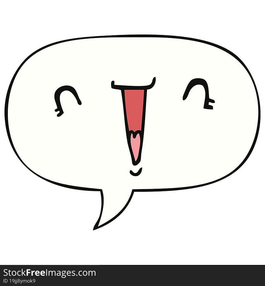 cute cartoon face and speech bubble