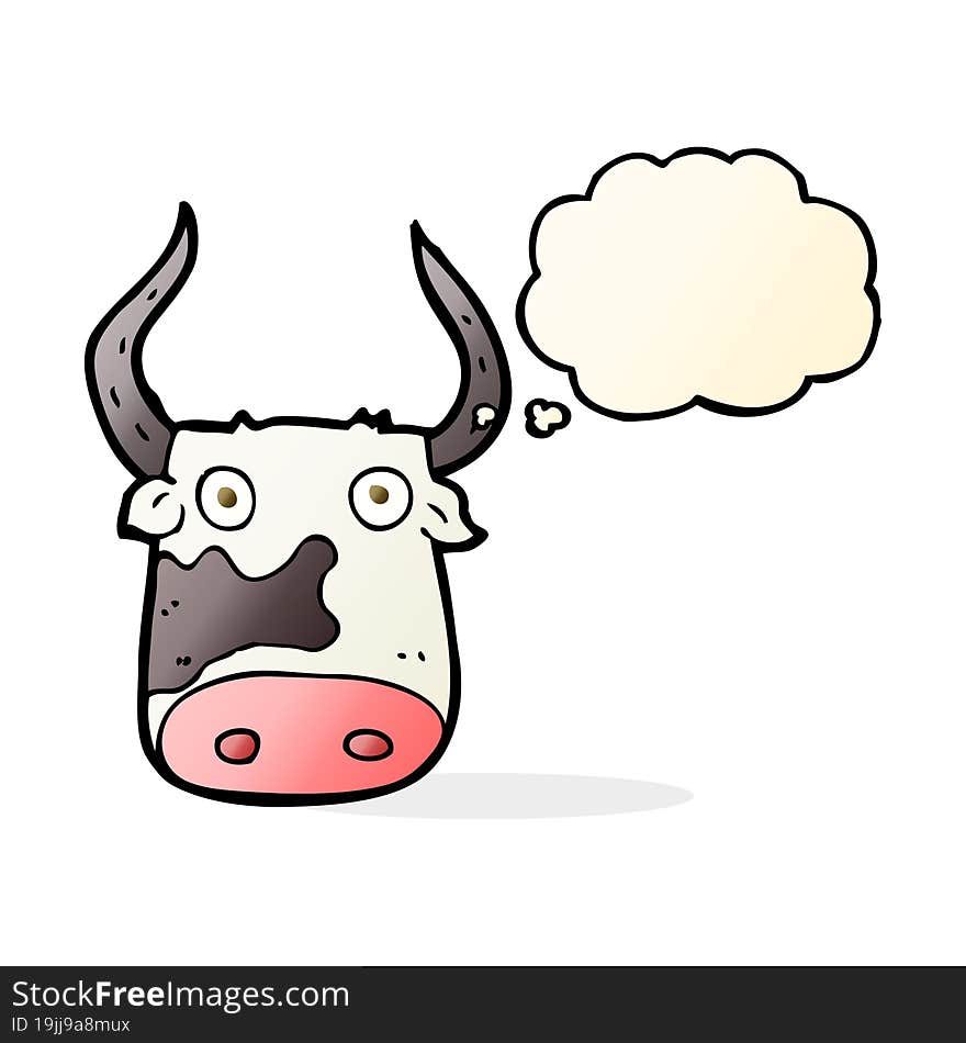 cartoon cow with thought bubble