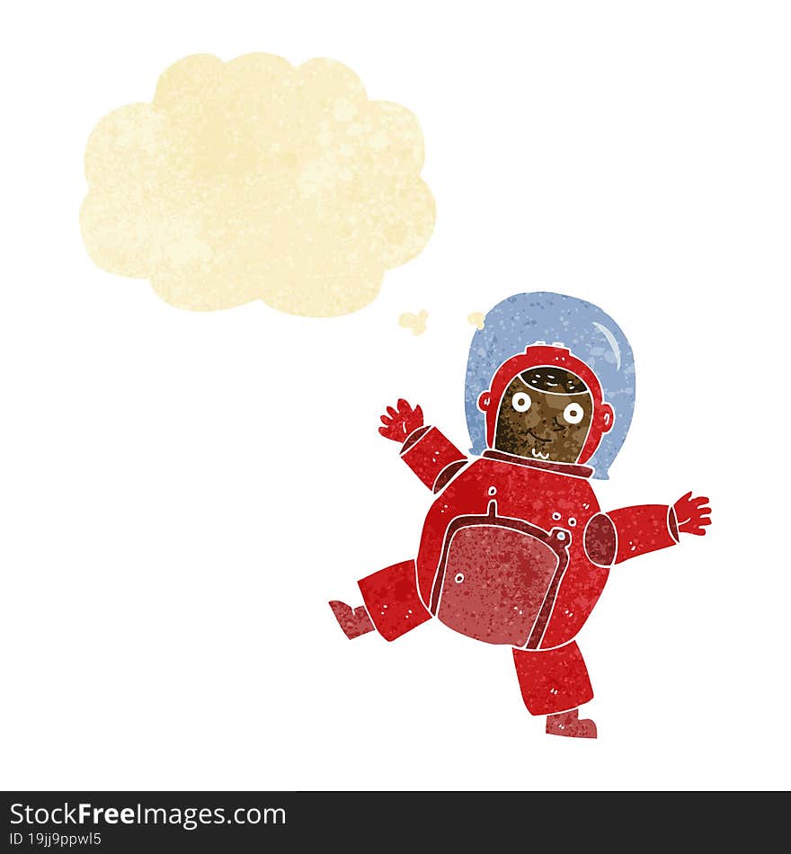 cartoon astronaut with thought bubble