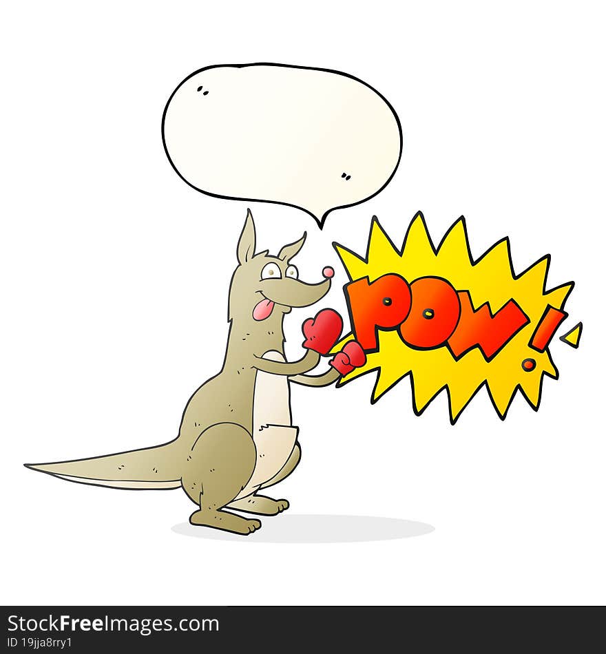 Speech Bubble Cartoon Boxing Kangaroo