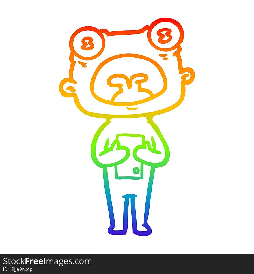 rainbow gradient line drawing cartoon weird alien communicating