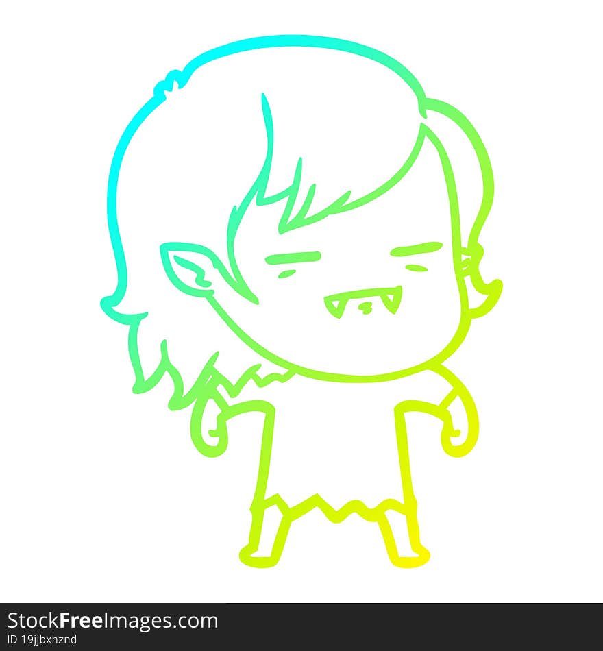 cold gradient line drawing cartoon undead vampire girl