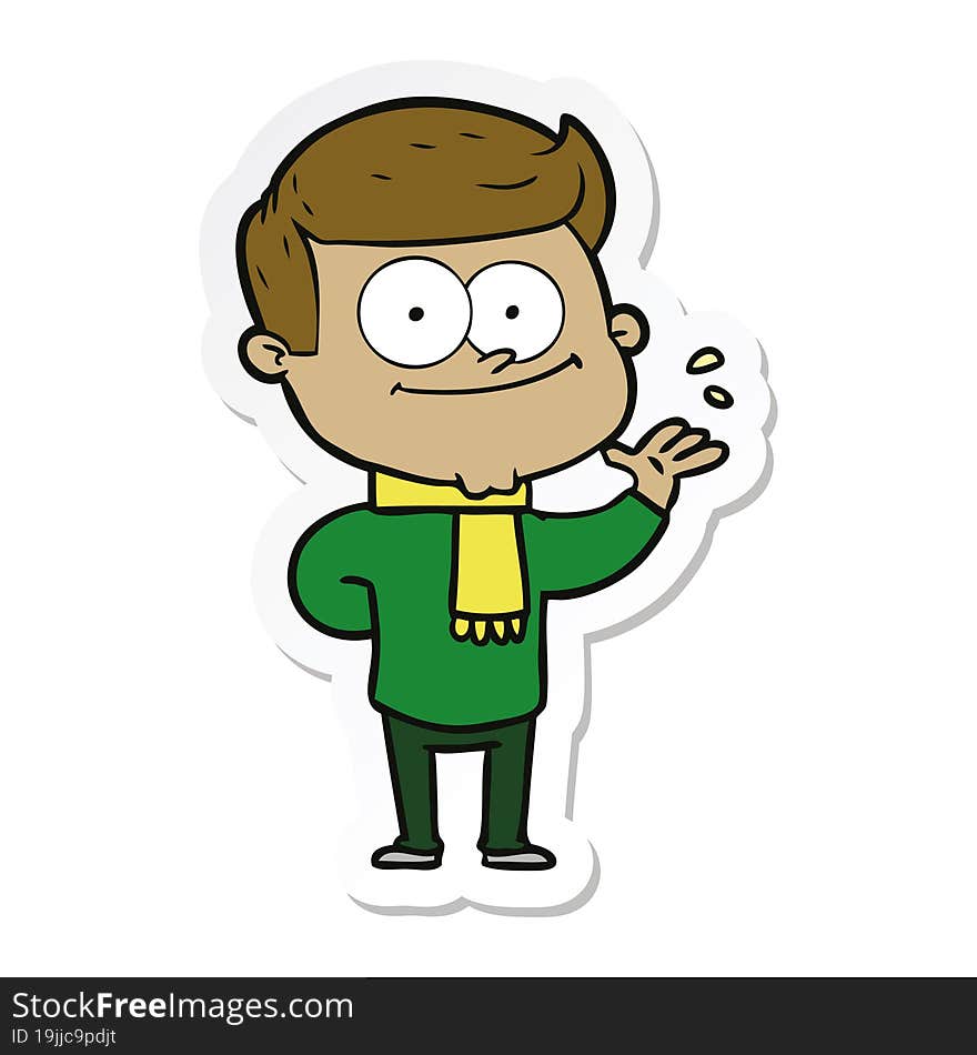 sticker of a cartoon happy man