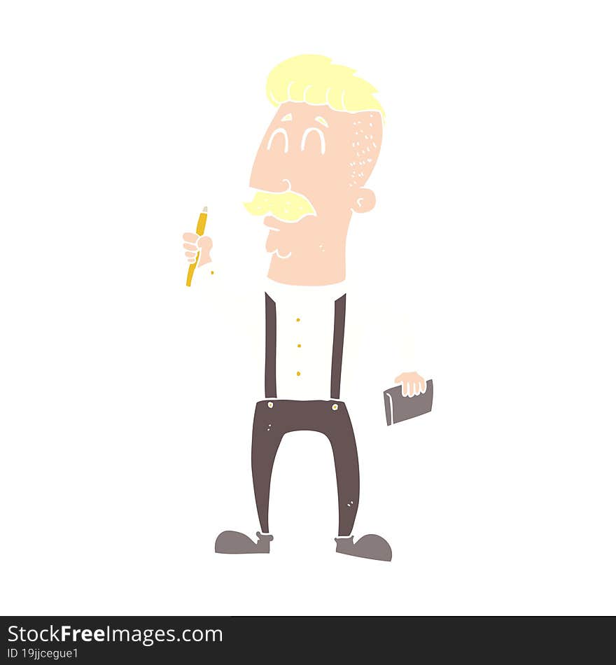 flat color illustration of man with notebook. flat color illustration of man with notebook