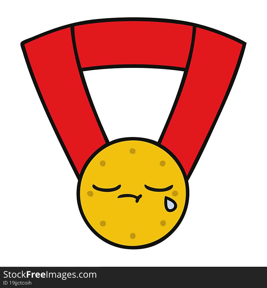 cute cartoon of a gold medal. cute cartoon of a gold medal