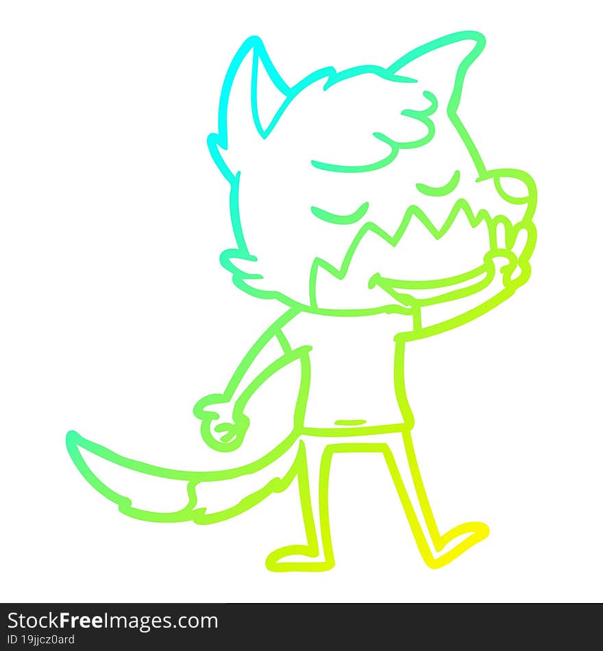 cold gradient line drawing friendly cartoon fox